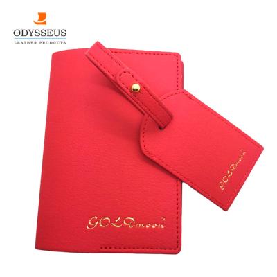 China rfid-blocking protect your personal design Custom Logo Pu Leather Passport Holder Fashion Information and Luggage Tag Set 2020 for sale