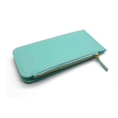 China Fashion PU Leather Material Credit Card Holder Zipper Around Aluminum Women Wallet for sale