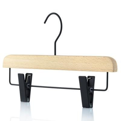 China Premium 36cm Non-Slip Adjustable Smooth Natural Beech Clip Hangers Space Saving Farmhouse Luxury for sale