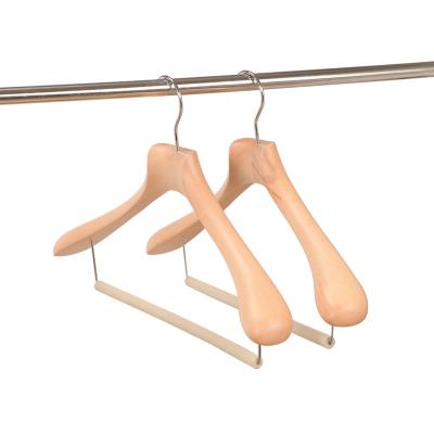 China Contemporary heavy coat hanger assembling extra wide bar hanger shoulder shop display hotel use multifunctional wooden luxury clothing choose for sale