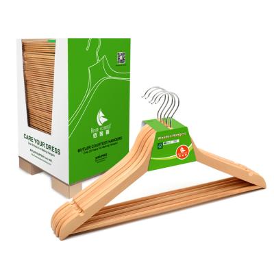 China Country Hot Sale Supermarket Lotus Maple Wood Made Simple Wooden Hanger Wooden Hangers (5 Packs) for sale