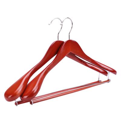 China SHOW Custom Hook Swimsuit Hangers OEM Logo Style Packing Pcs Flat Coat Hanger Luxury Wood Suit Hangers for sale