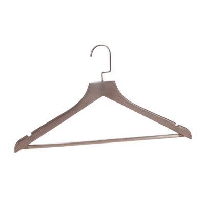 China Multifunctional Dark Brown Wooden Luxury Hanger Clothes Suit Shop Facatory Supply Space Saving Hanger for sale