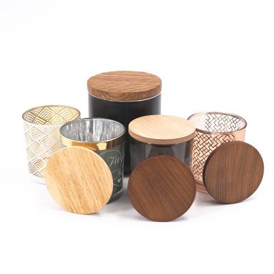 China High Quality Wholesale Bamboo Material Glass Candle Jar Candle Wood Lids for sale