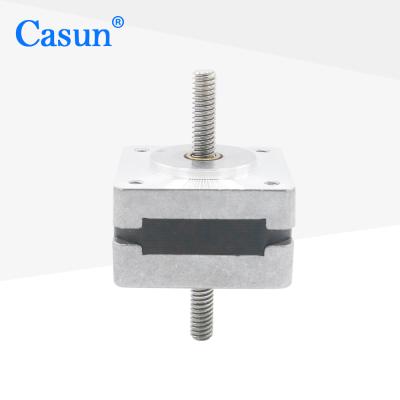 China 1.8 Nema14 Double Degree Linear Actuator 67mm Long Passage Output Shaft 35x35mm Stepper Motor for sale