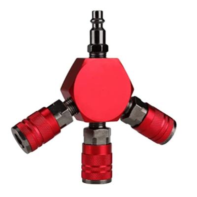 China 3 Way Manifold 4 Ports Industrial Equipment Aluminum Flat Air Hex Colors Customized Quick Connect for sale