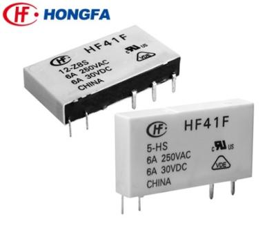 China Hongfa HF41F 5 Z8T DC5V/9V/18V/12V/48V 5Pin 6A 250VAC 1 SPST DPDT Power Relay HF41F 5 Z8T Form A 1 Form C PCB Industrial Relay Sealed Type for sale