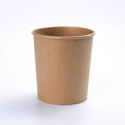 China Biodegradable Wholesale Disposable Commercial Kraft Paper Soup Cup Takeout Round With Cover for sale