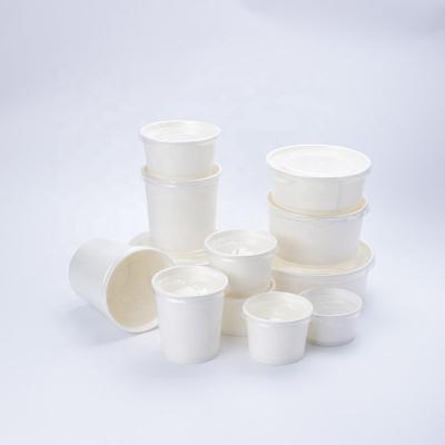 China Biodegradable Wholesale Waterproof White Wrapping Paper Around Soup Takeout Packaging Cup With Lid for sale