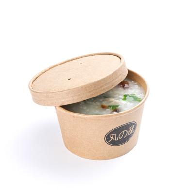 China High Quality Biodegradable Soup Cup With Lid Disposable Commercial Packaging Bowl Around Thickening Food Paper Bowl for sale