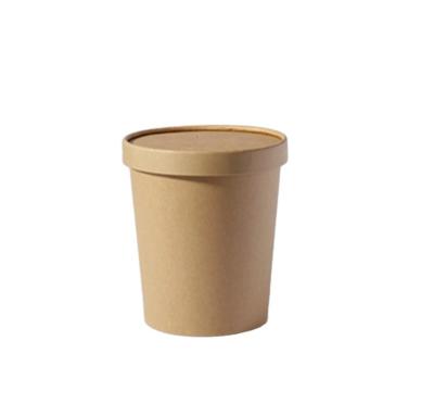 China 16oz Soup Cup Biodegradable Salad Packing Box Disposable Food Grade Wrapping Paper Take Away Salad White Lunch Box for sale