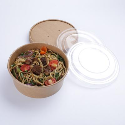 China Biodegradable Luxurious Paper Bowls With Clean Lids And Hygienic Strong Buoyancy Kraft Paper Bowl for sale