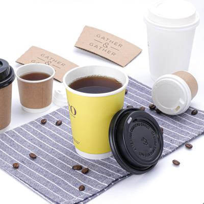 China 16oz Food Packaging Container Biodegradable Takeaway Eco-friendly Custom Printing Double Wall Paper Disposable Coffee Cup for sale