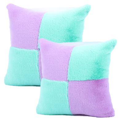 China HEATER rests and cushions plaid fur decor rabbit pillows and caseDecorative cushions for sale