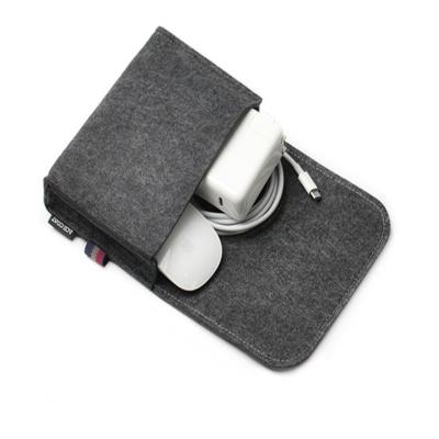 China Folding Recycling Felt Phone Charging Bag Felt Power Pack Mouse Mobile Data Cable Storage Bag Customized LOGO for sale