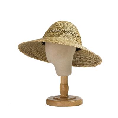 China Custom Peach Striped Straw Hat Quality Girl Paper Bucket Logo for sale