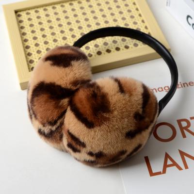 China Winter Zebra Leopard Outdoor Warm Earmuffs For Women Girls 2021 New Winter Hat Faux Suede Faux Fur Wholesale Animal Warm Earmuffs for sale