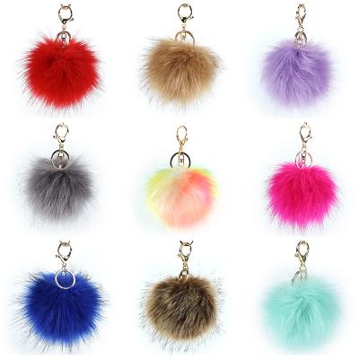 China Faux Fox Fur Pom Poms Ball Key Chain Faux Fur Pompom Top Guard Faux Fur Fox Fur Pompom Key Chain for sale