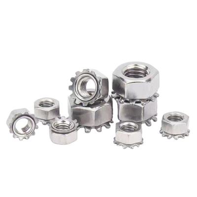 China Heavy industry factory specializing in production stainless steel carbon steel type K lock nuts with teeth seal K nut for sale