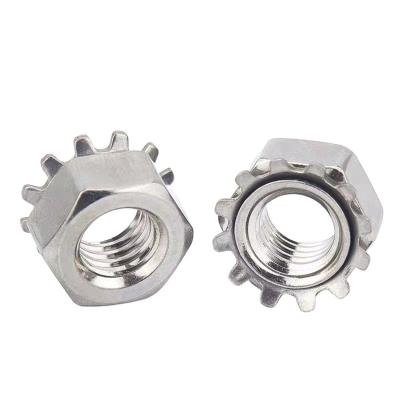 China Heavy Industry 304 Stainless Steel Hex Hex K Nut With Kep Teeth Seal K Lock Nut for sale