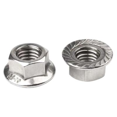 China Mining Stainless Steel Saw Tooth With Gasket Hex Flange Nut M2.5 DIN6923 for sale