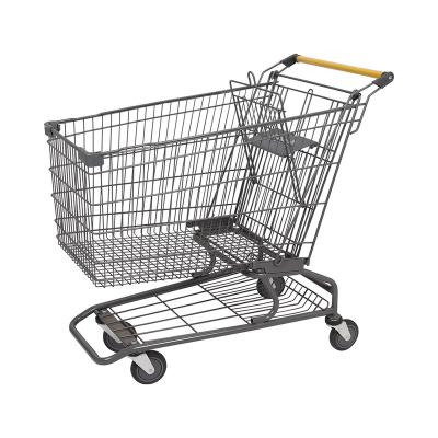 China Easy-carry American Style Hand Metal Shopping Trolley With 4 Wheels Trolley Grocery for sale