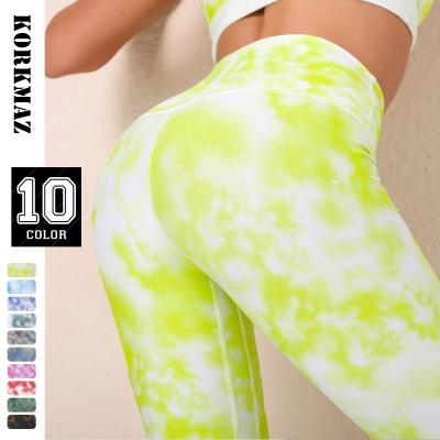 China Good Quality Viable Colorful Women 10 Color Mixed Tie Dye Print High Waist Yoga Tight Leggings for sale