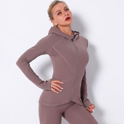 China Autumn Zipper Design Long Sleeve Breathable Gym Fitness Women Running Jogger Equipment With Hood for sale