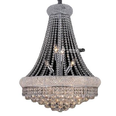 China High Quality Modern Empire Style Chrome Hotel Ceiling Crystal Multi Light Pendant for sale