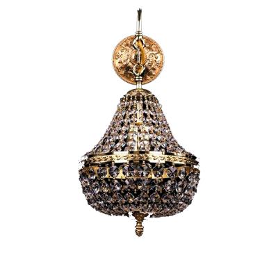 China Hotel Wholesale /Home Discount Crystal Candle Elegant Beaded Clear Gold Pendant Lights for sale