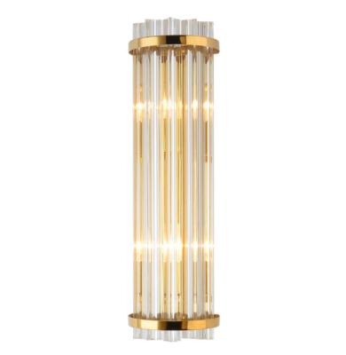 China Villa Decorative Modern Creative Hotel Living Room Golden Bedside Crystal Indoor Wall Lamp for sale