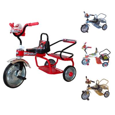 China Ride on Toy Wholesale Cartoon Color Double 2 Seater 3 Wheel Bike Ride on Walker Kids Twins Baby Tricycle for sale