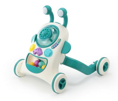 China Popular Baby Walk Training Cartoon 2 In 1 Hand Held Plastic Baby Walker Toys Car Scooter Multifunction Sliding Baby Walker With Music And Light for sale