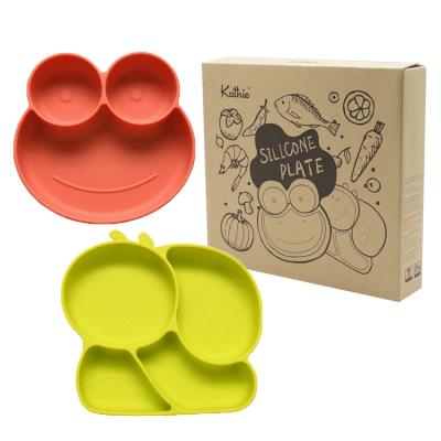 China Safe Divided Plate Panda Animal Children Kids Suction Microwave Dishwasher Minimalist BPA Free Silicone Baby Dish for sale