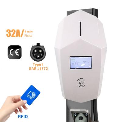 China Electric car charger wallbox RFID type 1 AC single phase 32A 7.2KW with screen JSAC22032A-AC 04 for sale