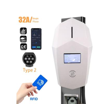 China IEC 62196 type2 electric car charger single phase 32a 7.2kw ev wallbox with screen JSAC22032A-AC 02 for sale