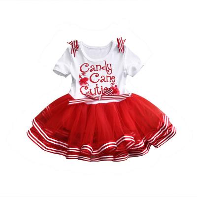 China Breathable Little Girls Christmas Holiday Candy Cane Cutie Tutu Baby Dress Toddler Baby Dresses Christmas for sale