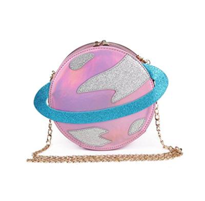 China Special Unique Cute Design PU Bags Circular PU Planet Party Bag Circular Shoulder Bag for sale