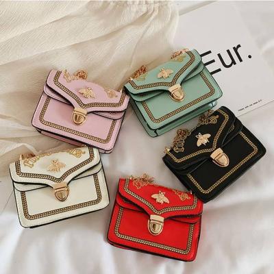 China High quality fashion guc cci style hard pu handbag messenger cross-body bag with chain for kids ladies women bag for sale