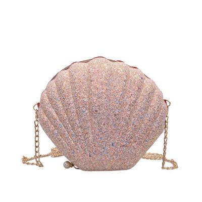 China Fashion Shining Cross - Body Bag For Women Seashell Shape Shoulder Double Side Purse Tote Bag With Chain for sale