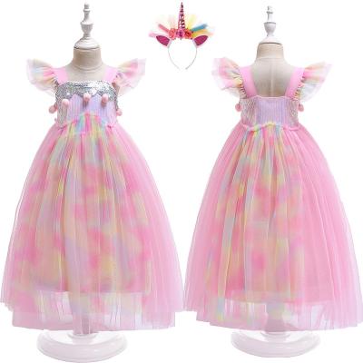 China NEW design lace tutu unicorn princess anti-static dress with headband kids girls for sale