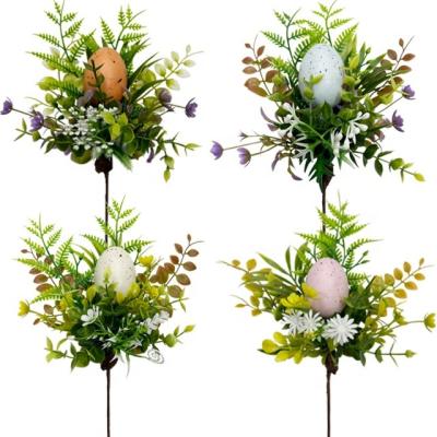 China Mousse. 2023 Hot Sale Plastic Artificial Colorful Egg Stems Easter Water Grass Green Plant Flower Arrangement Accessories Indoor Decor for sale