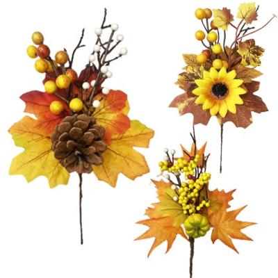 China Silk fabric. Mousse. Natural pine cones. Artificial Sunflower Falls Picks Pinecone Artificial Fall Decor Pumpkins Floral Picks Thanksgiving Fall for sale