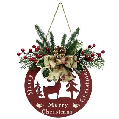 China Wooden Front Door Sign Christmas Decor 3D Home Decoration Merry Christmas Ornament Door Hanger Farmhouse Style Christmas Wreath for sale