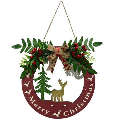 China Christmas Home Decoration Wooden Christmas Ornaments Merry Christmas Sign Wood Hanging Garland For Holiday Xmas Decoration Supplies for sale