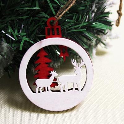 China Christmas Tree Decoration Ornaments Wholesale Wooden Deer Pendant With Wooden Hanging Christmas Tree Decorations Laser Cut Christmas Tree Ornament for sale