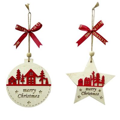 China Christmas Tree Decoration Ornaments Wholesale Pretty New Shape Christmas Different Style Wooden Pendants Christmas Tree Hanging Ornaments for sale