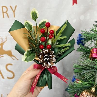 China Christmas decoration Christmas bouquet DIY gift box matching creative Christmas red decoration berry needle pine cone pine gift bouquet for sale