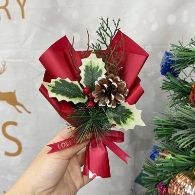 China 2023 hot sale Christmas decoration pine cone bouquet dry Christmas bouquet gift box decoration Christmas bouquet accessories for sale