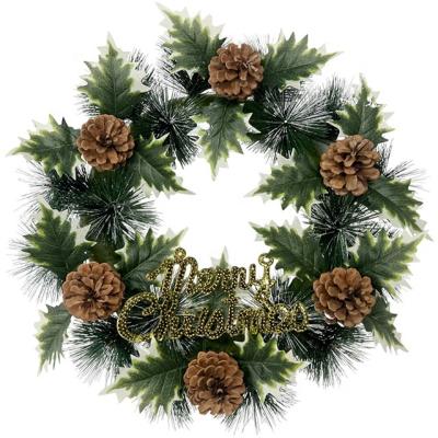 China Wholesale Green Christmas Leaf Garland Christamas Front Door Decoration Large For Christmas Party Decor Front Entrance Xmas Pine Needle Pine Cone Garland for sale